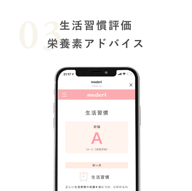 生活習慣評価栄養素アドバイス